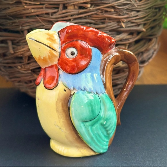 VTG Tropical Toucan Bird 3.5” Mini Pitcher Creamer Hand Painted Ceramic - Picture 5 of 5